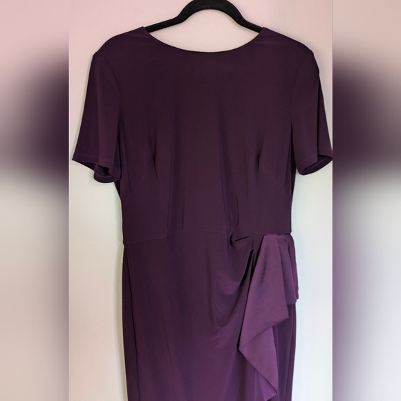 RALPH LAUREN Womens Purple Ruffled Short Sleeve Crew Neck Mini Sheath Dress 14 - Picture 5 of 12